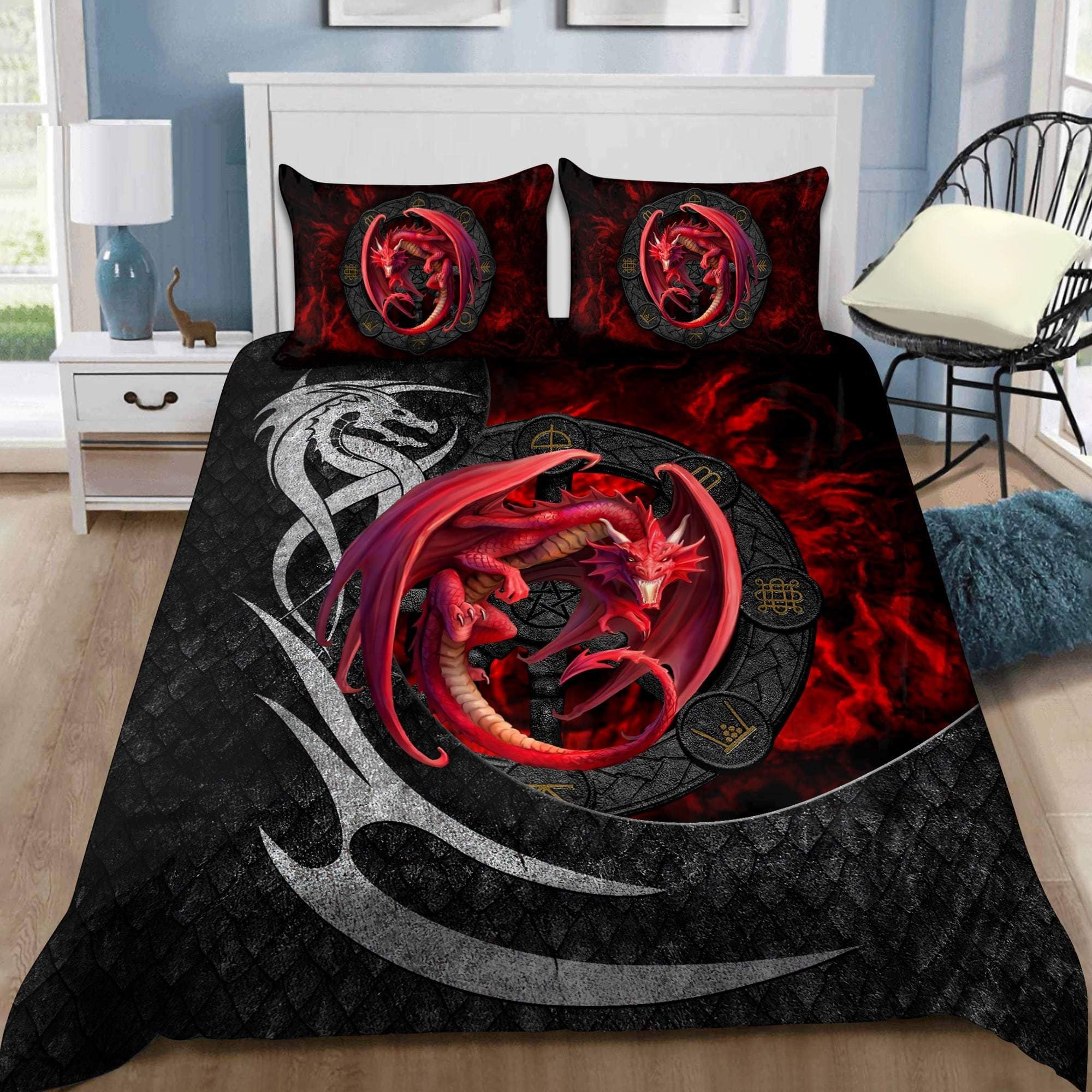 Red Dragon Graphic - Dragon Lover - Dragon Bedding Set 0921 | Silveryprints