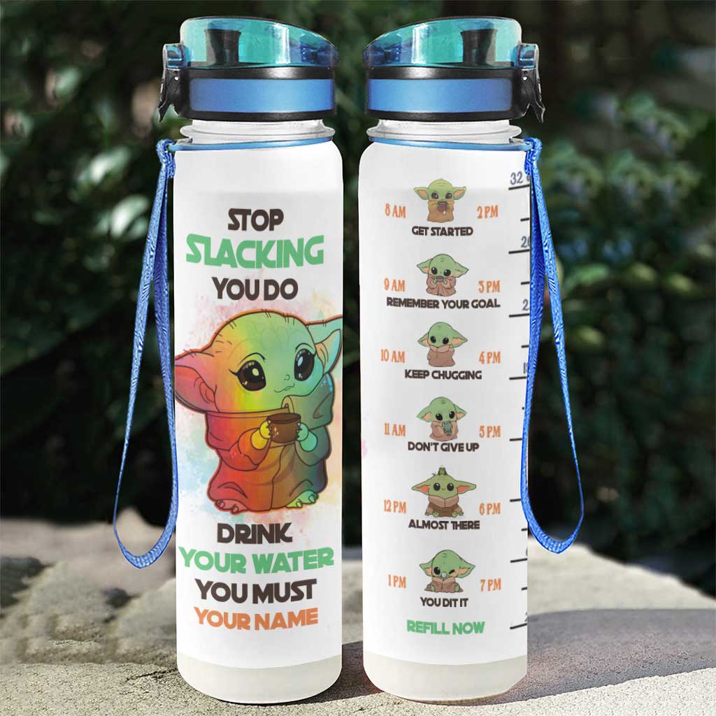 Drink Your Water You Must - Personalized The Force Water Tracker Bottle