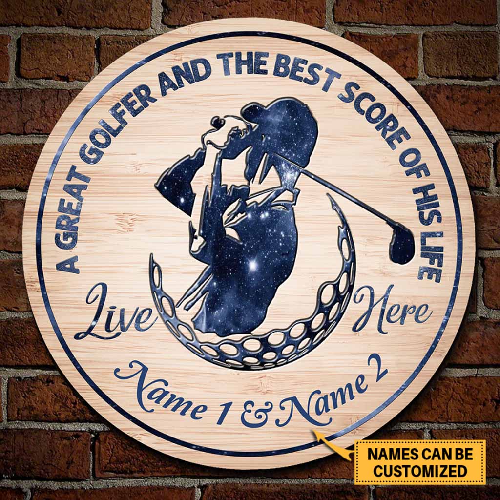 A Great Golfer - Golf Personalized Round Wood Sign