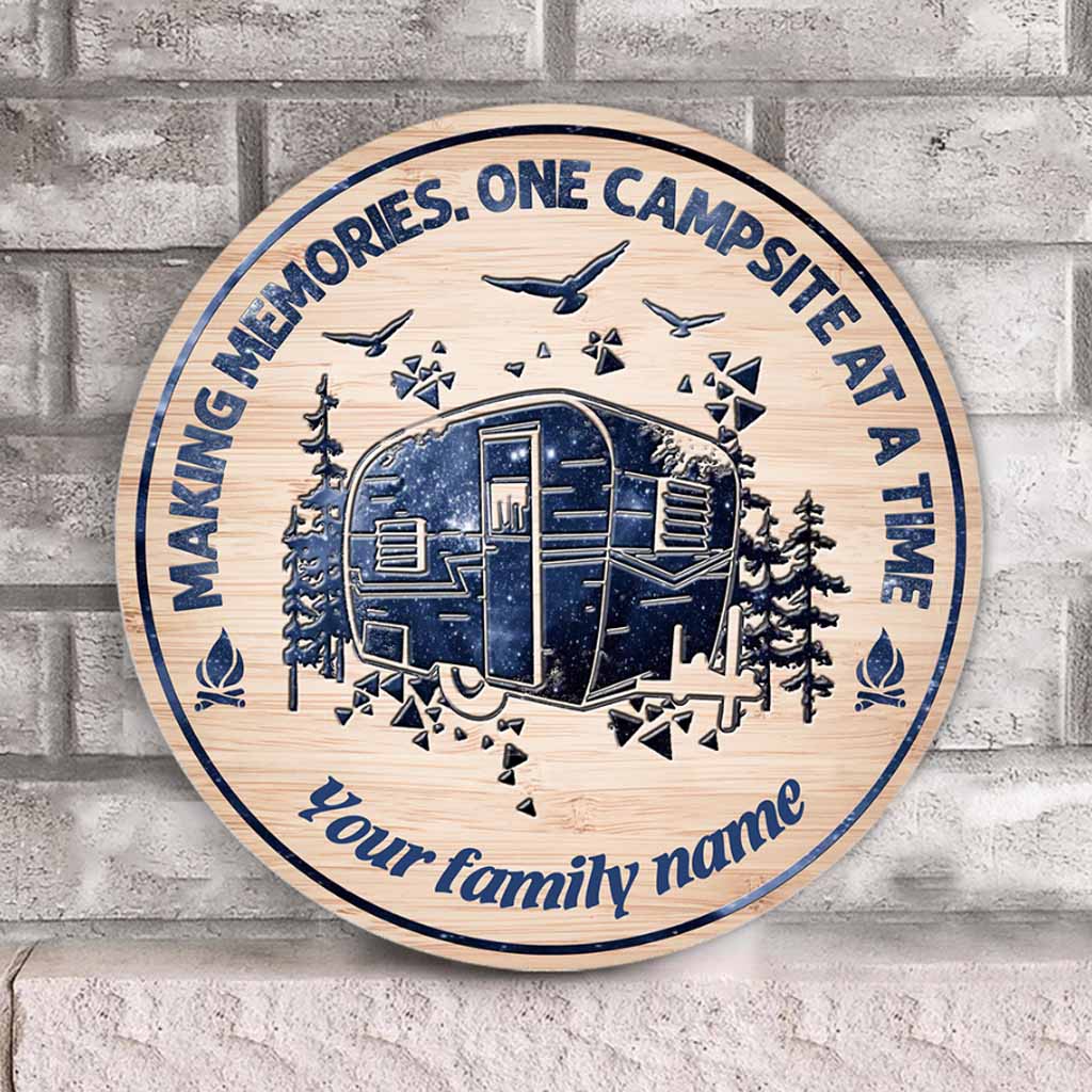 Making Memories  - Camping Personalized Round Wood Sign