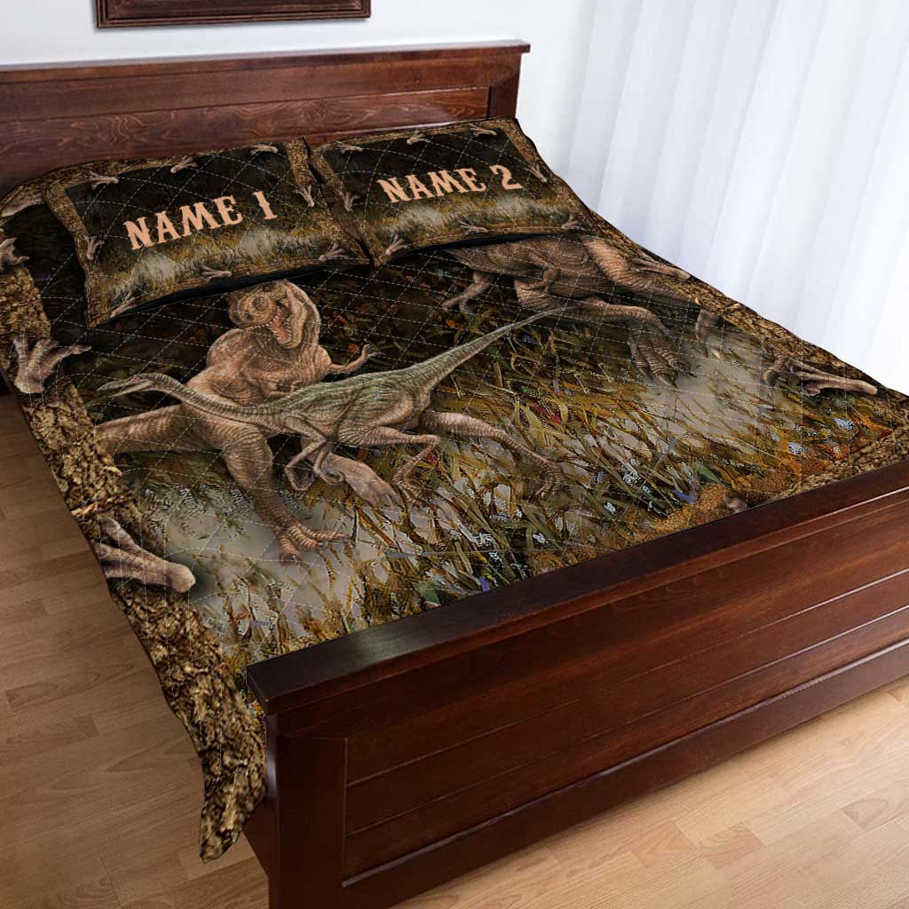 Dinosaurs Wild Life - Personalized Dinosaur Quilt Set