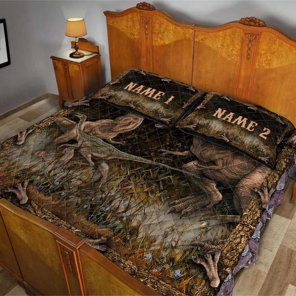 Dinosaurs Wild Life - Personalized Dinosaur Quilt Set