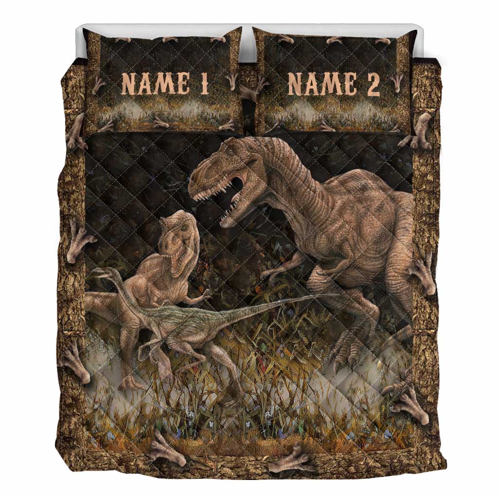 Dinosaurs Wild Life - Personalized Dinosaur Quilt Set