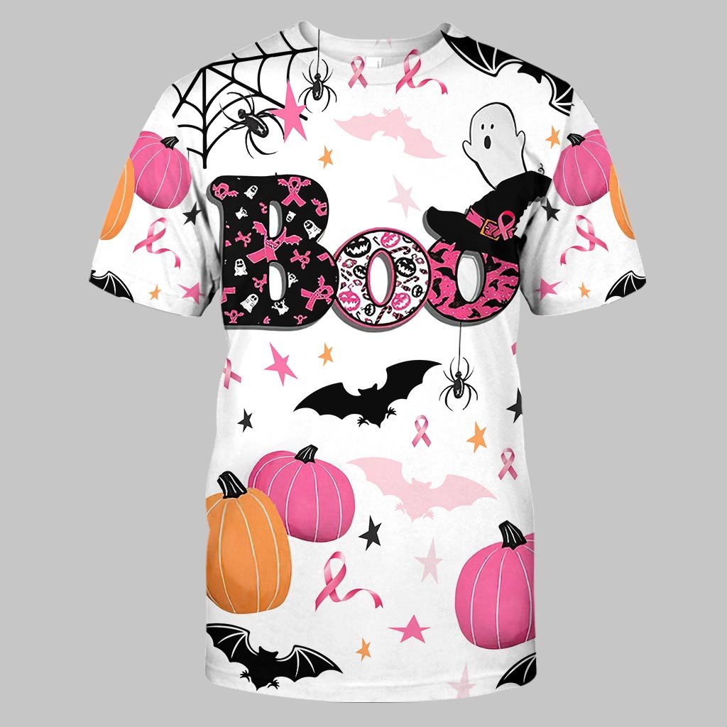 Boo Breast Cancer Awareness Halloween All Over T-shirt and Hoodie 092021