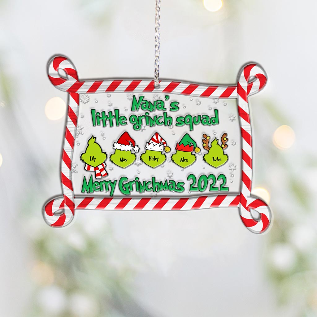 Nana's Little Green Squad - Personalized Christmas Grandma Layers Mix Ornament