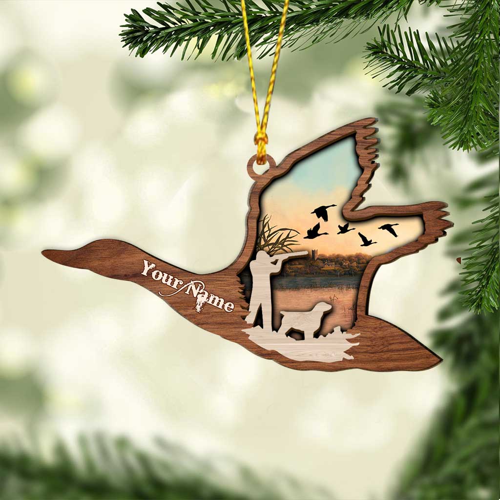 Hunting Duck - Personalized Christmas Hunting Layered Wood Ornament