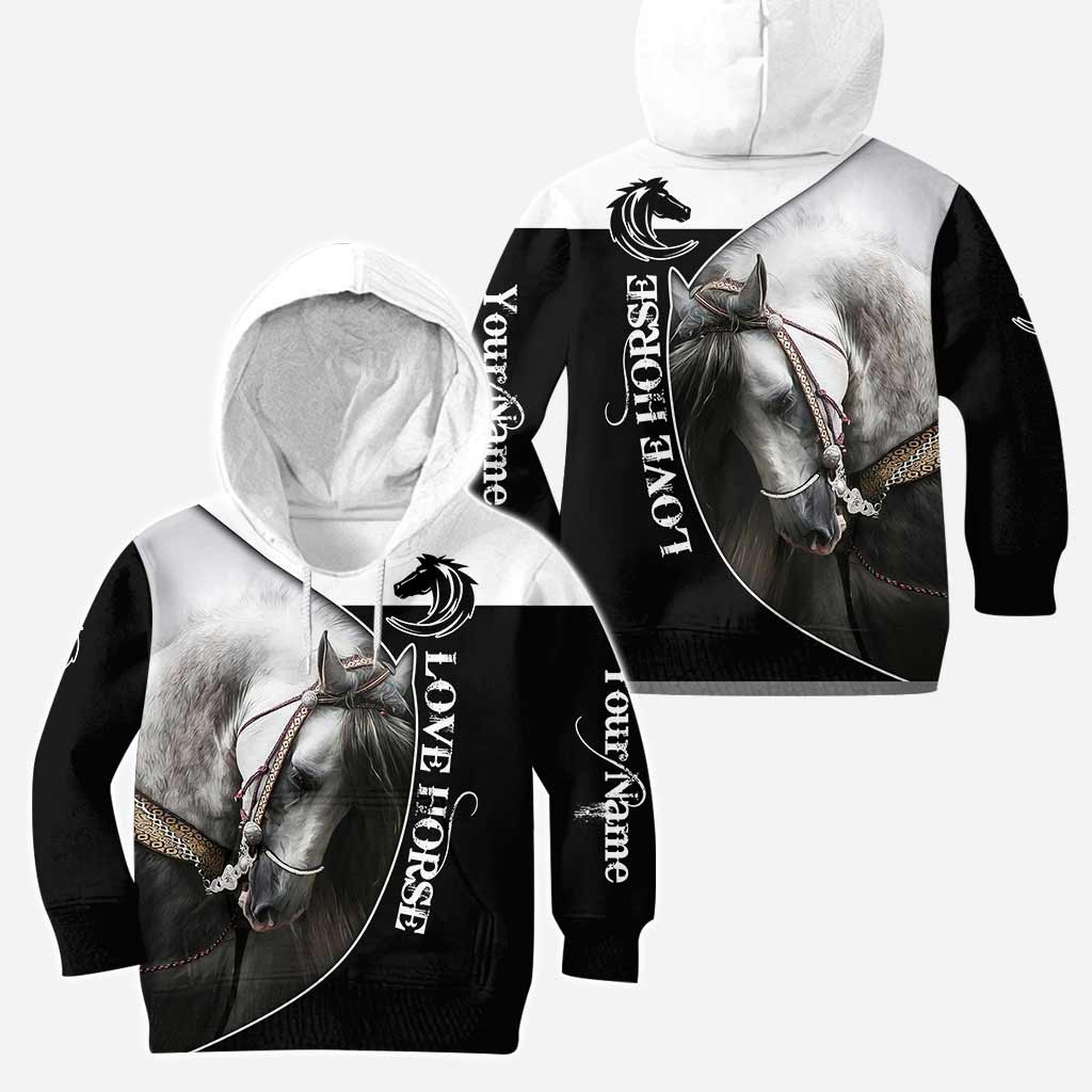 Love Horses Black And White - Personalized Hoodie and Leggings