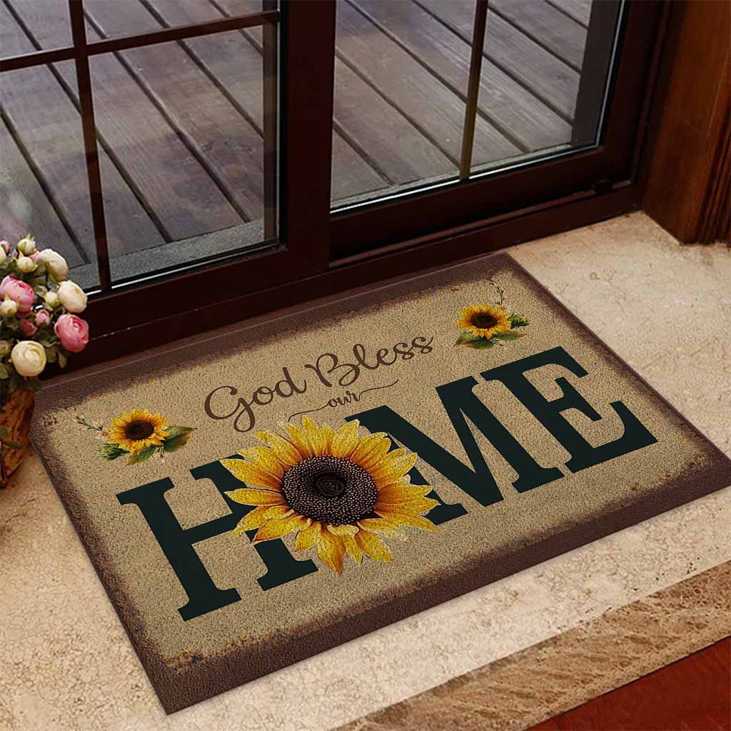 God Bless Our Home - Sunflower Doormat