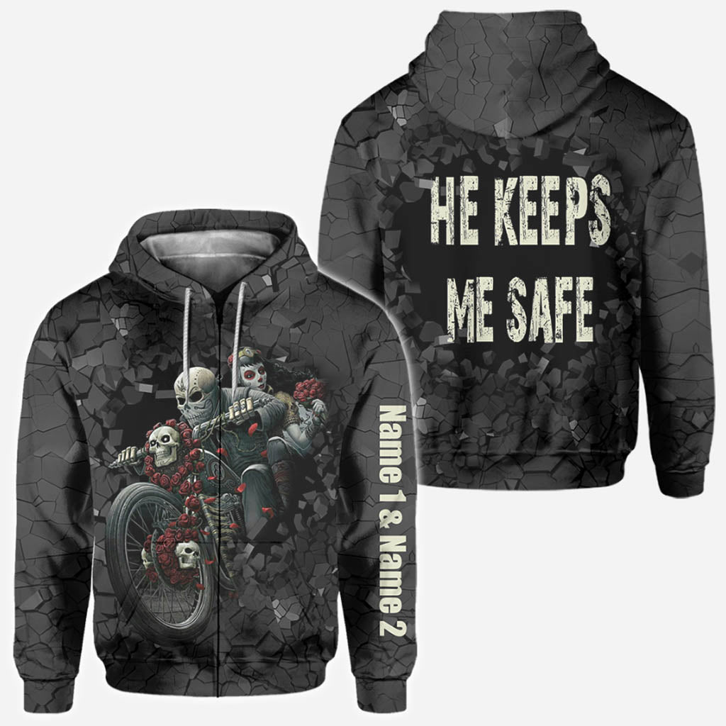 Motorcycle Couple Hoodie 3D For Him - Personalized Biker All Over T-shirt and Hoodie