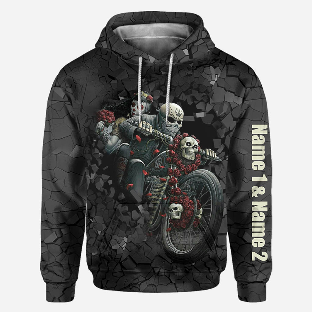 Motorcycle Couple Hoodie 3D For Him - Personalized Biker All Over T-shirt and Hoodie