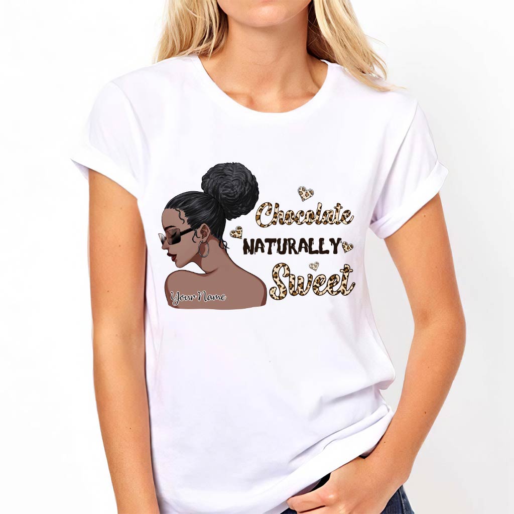 Chocolate Naturally Sweet Afro Girl - Personalized African American T-shirt and Hoodie