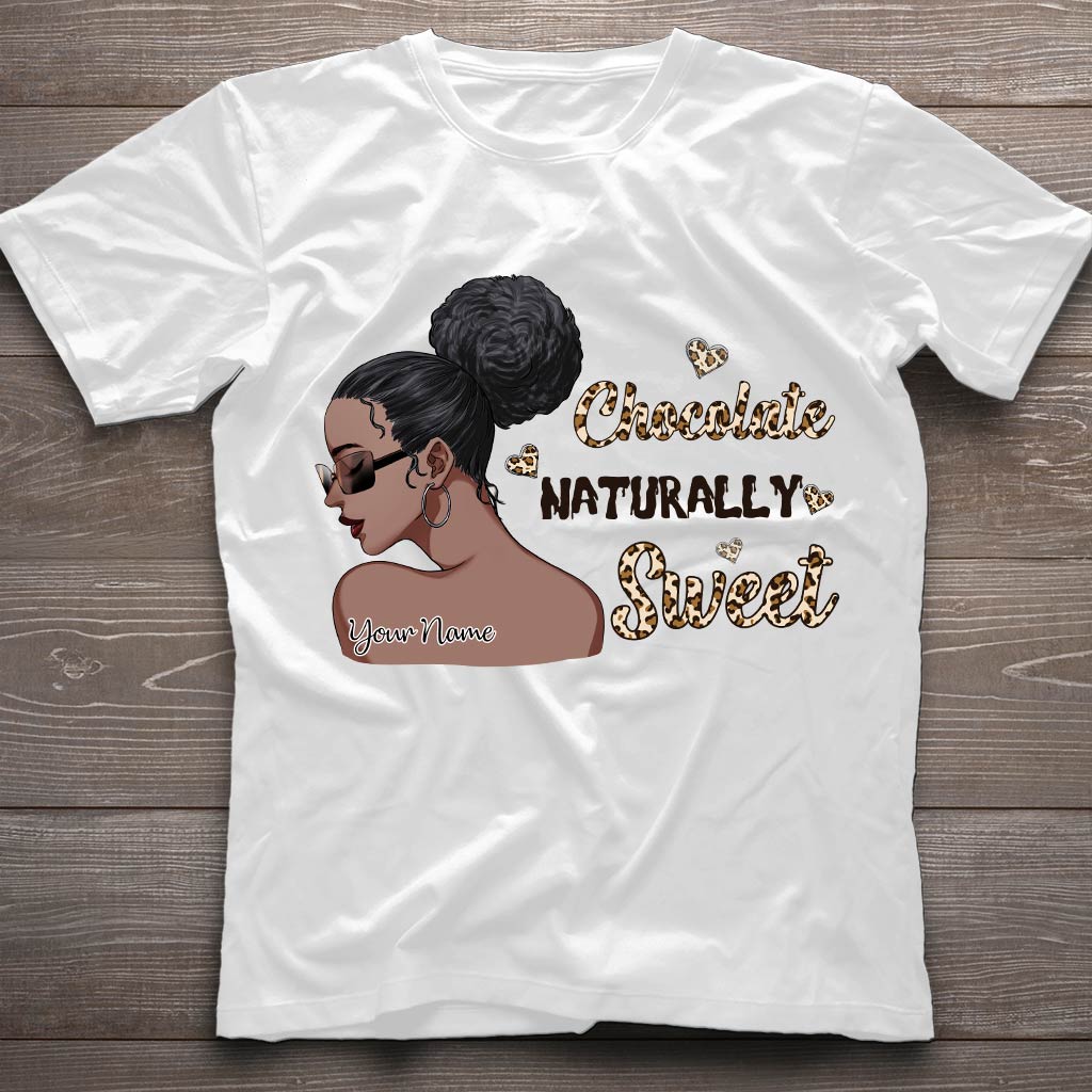 Chocolate Naturally Sweet Afro Girl - Personalized African American T-shirt and Hoodie