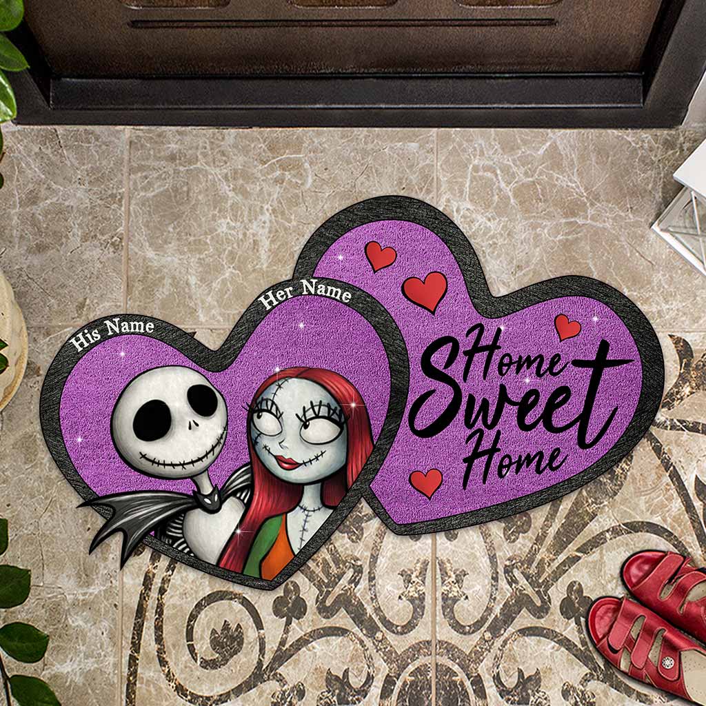 Home Sweet Home - Personalized Couple Nightmare Shaped Doormat