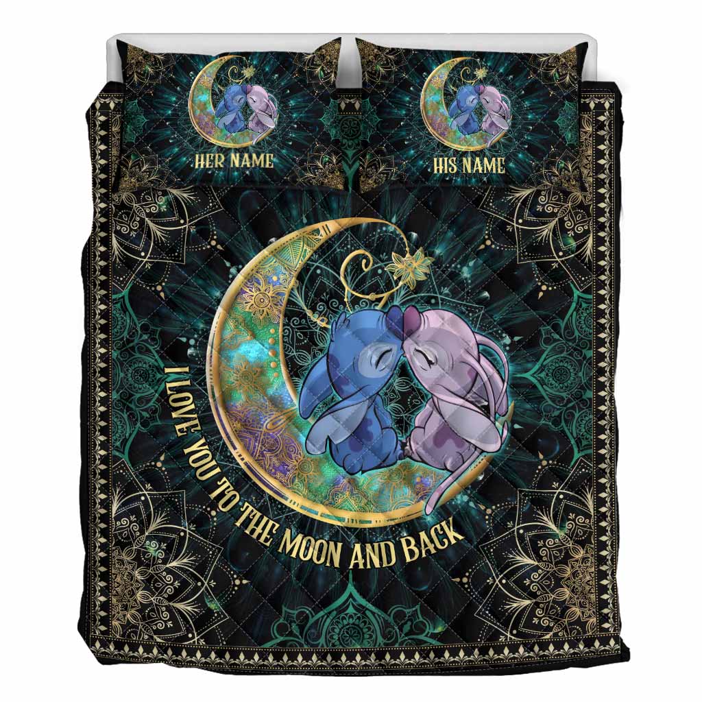 I Love You To The Moon And Back - Personalized Quilt Set