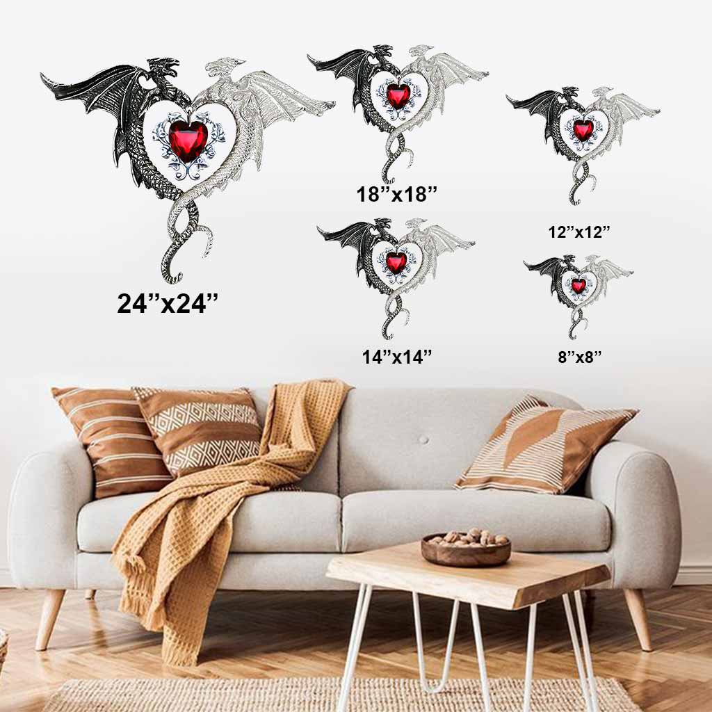 Dragon Heart Rhinestone Pattern Print Cut Metal Sign