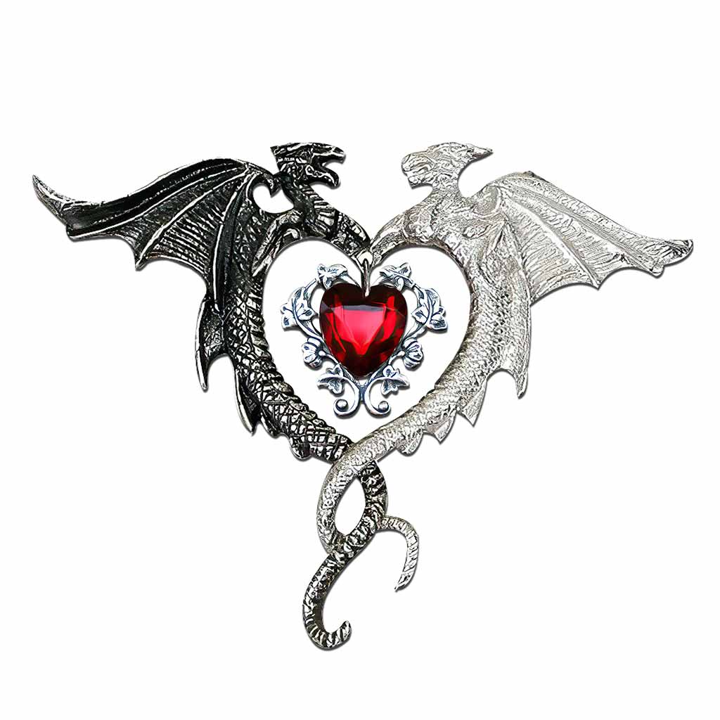 Dragon Heart Rhinestone Pattern Print Cut Metal Sign