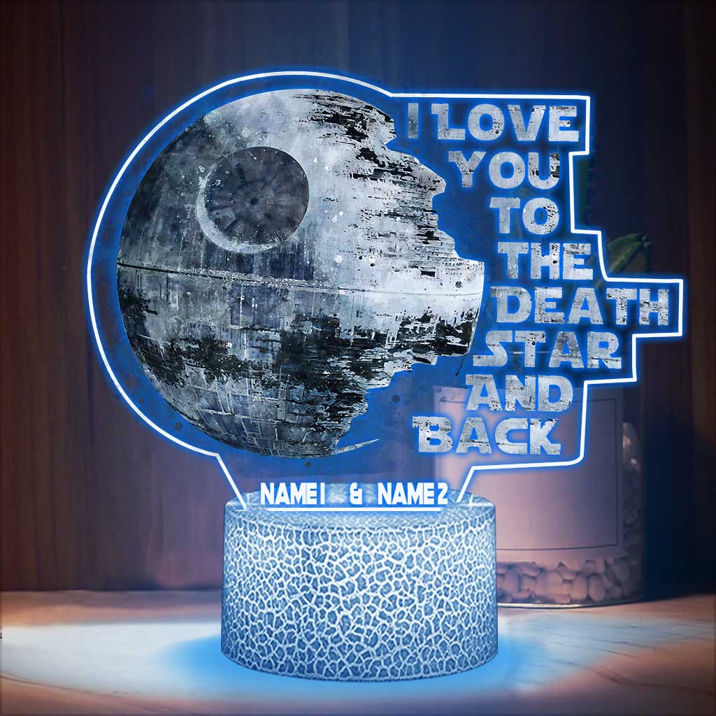 I Love You To The Death Star And Back - Personalized Couple The Force Shaped Plaque Light Base