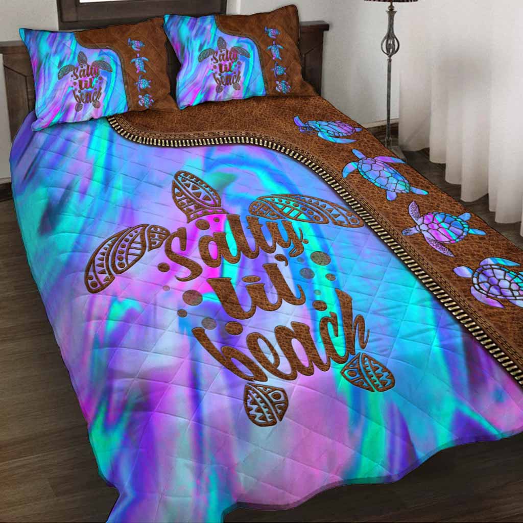 Salty Lil' Beach - Turtle Leather Pattern Print Quilt Set