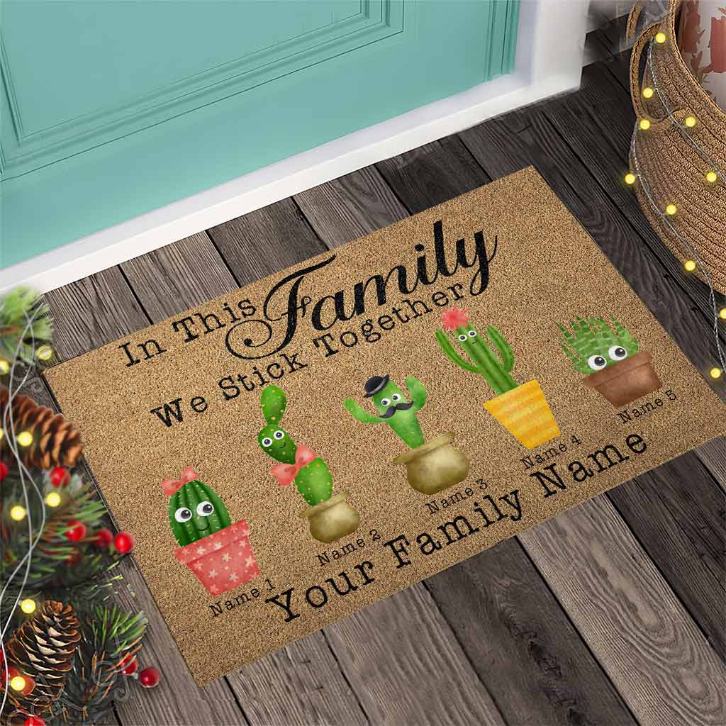 In This Family We Stick Together - Cactus  Doormat