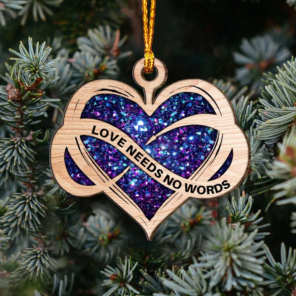 Love Needs No Words - Personalized Autism Awareness Layered Wood Ornament
