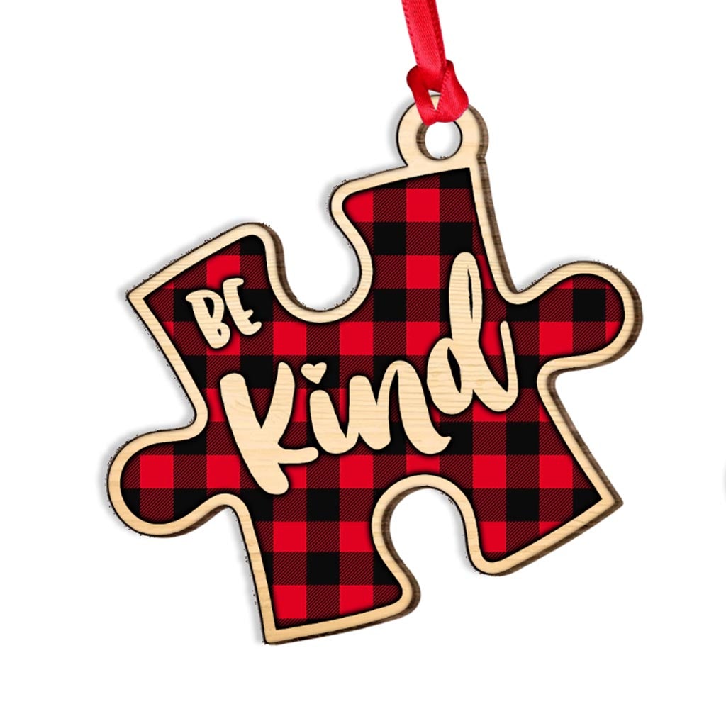 Be Kind - Autism Awareness Layered Wood Ornament