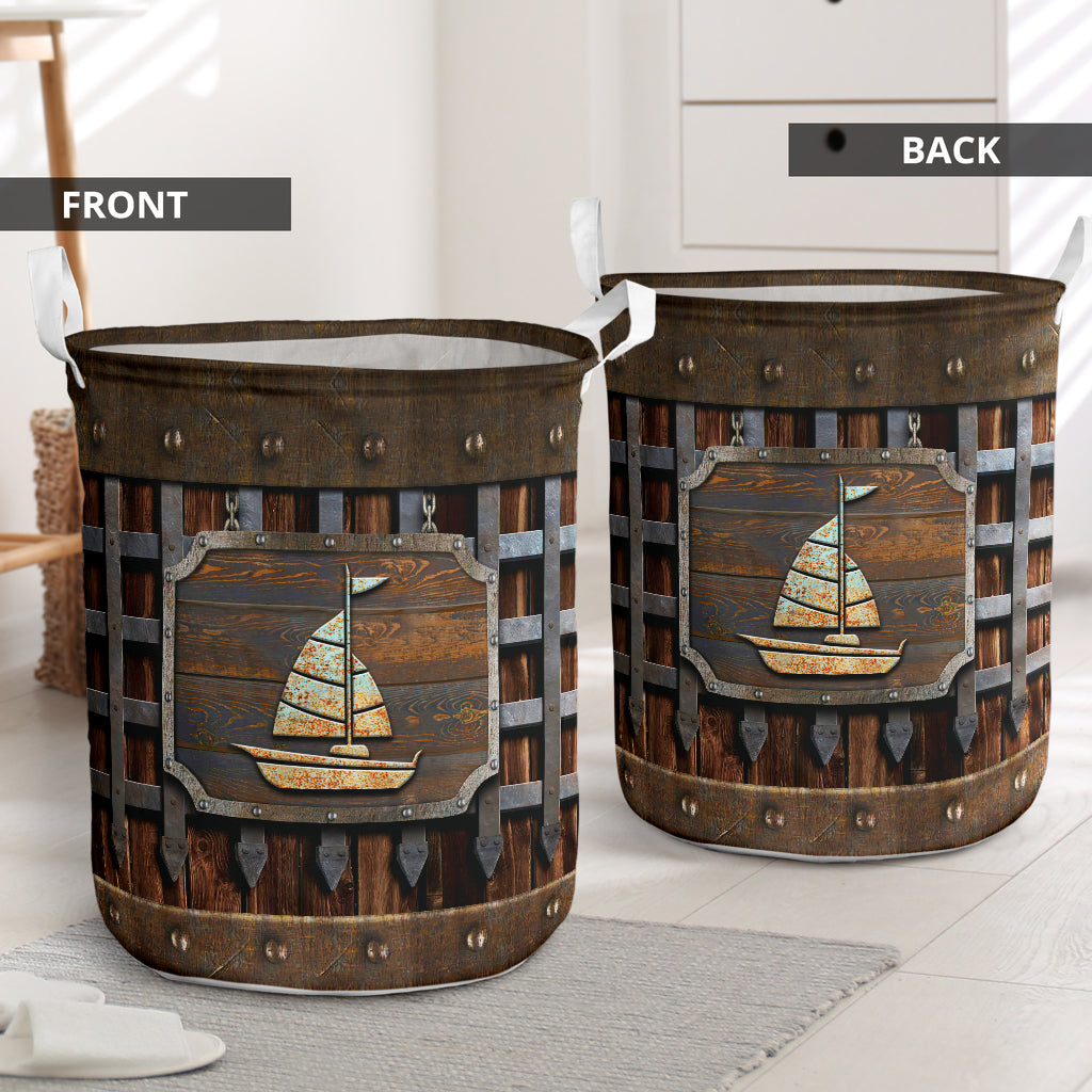 Boat Metal Pattern Print Boating Laundry Basket 0622