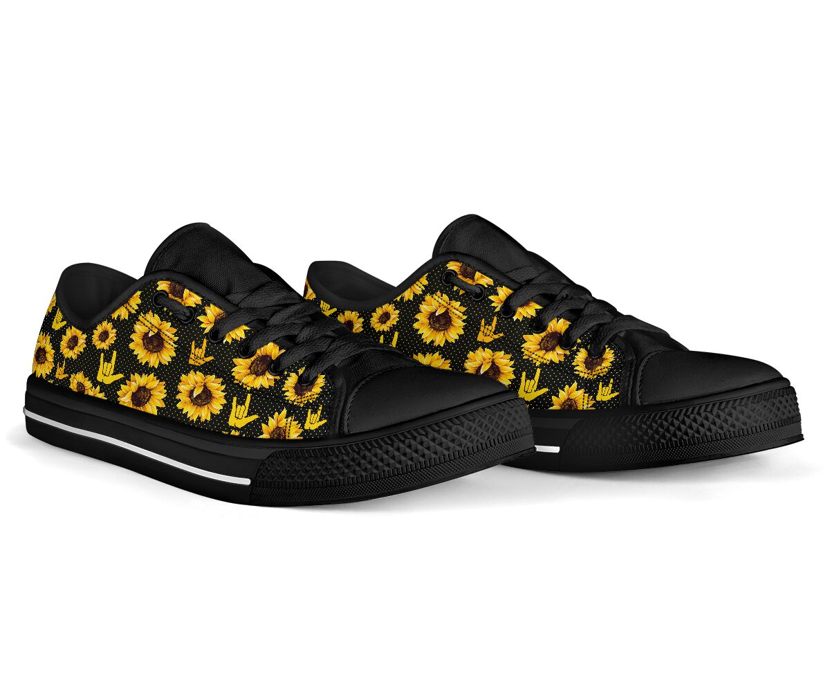 Hand Signs And Sunflowers ASL Low Top Shoes 0622