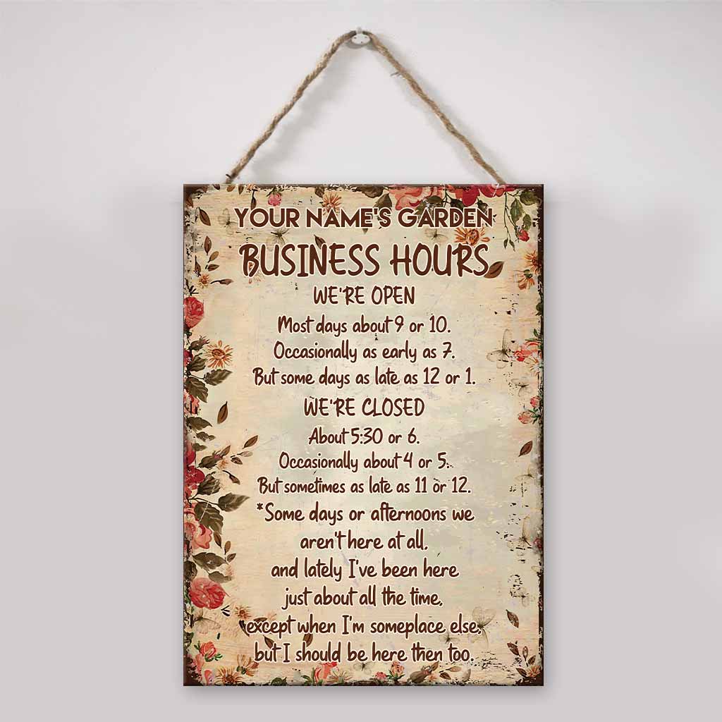 Business Hours - Gardening Personalized Rectangle Metal Sign