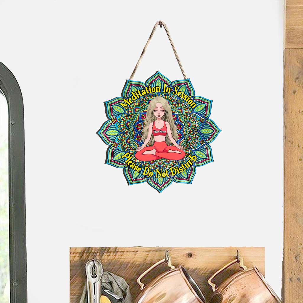 Meditation In Session - Personalized Yoga Wood Sign