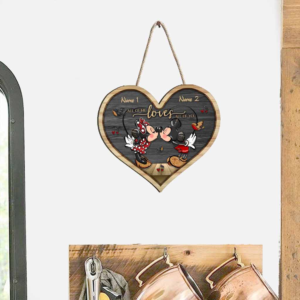 All Of Me Loves All Of You Mouse Ears Couple - Personalized Wood Sign With 3D Pattern Print