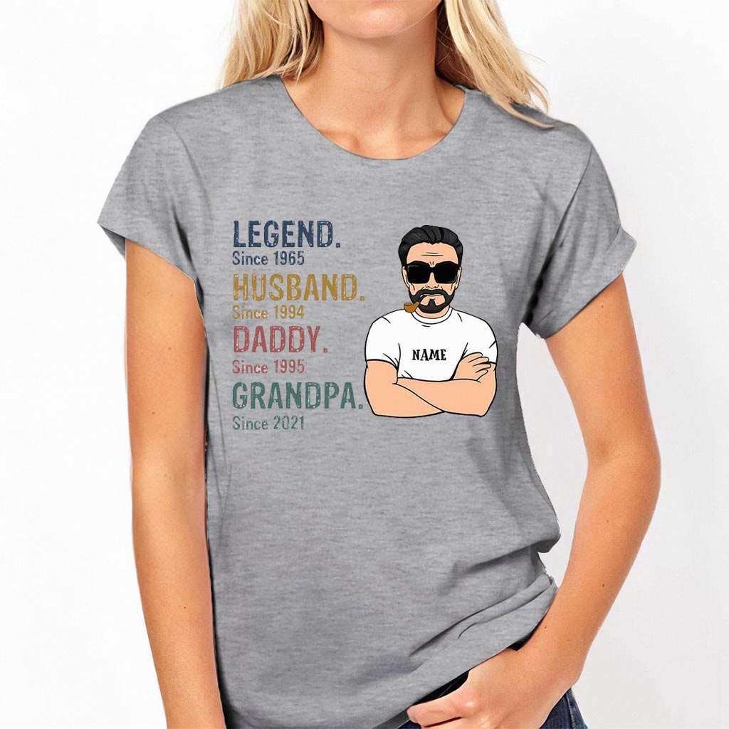 Legend Husband Daddy Grandpa - Family Personalized T-shirt and Hoodie 062021