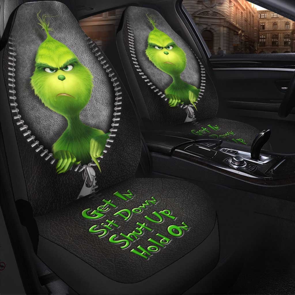 Get In Sit Down Shut Up Hold On Mischief - Seat Covers With Leather Pattern Print