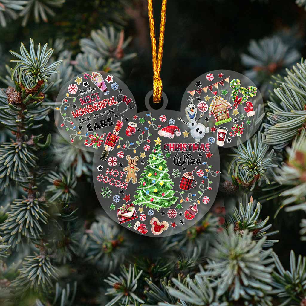 Wonderful Time Of The Year - Christmas Mouse Transparent Ornament