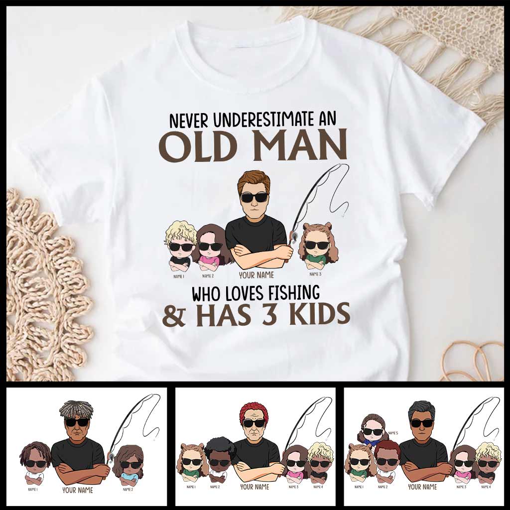 Never Underestimate An Old Man Who Loves Fishing - Personalized Father's Day T-shirt and Hoodie