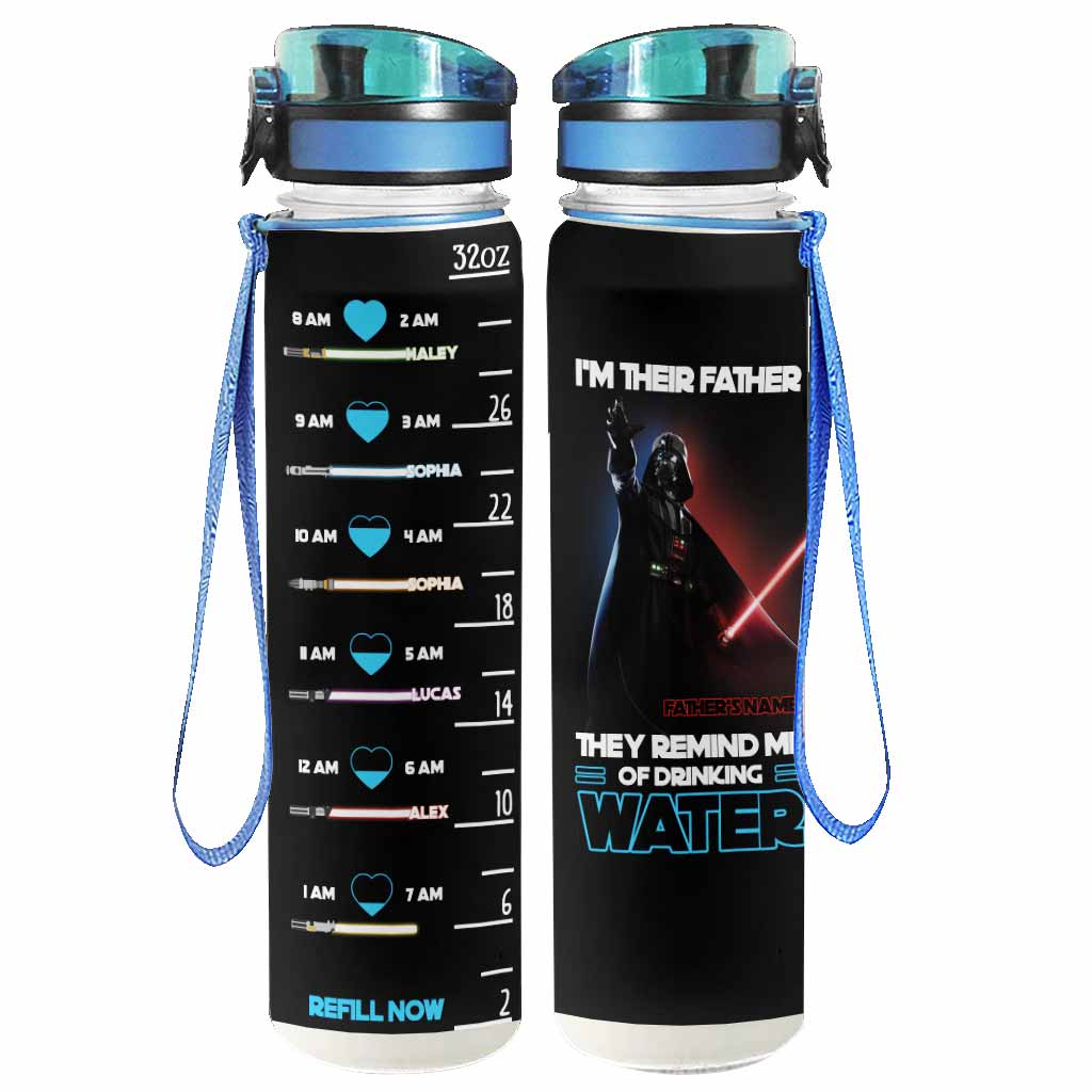 Fathers Drink Water - Personalized The Force Water Tracker Bottle