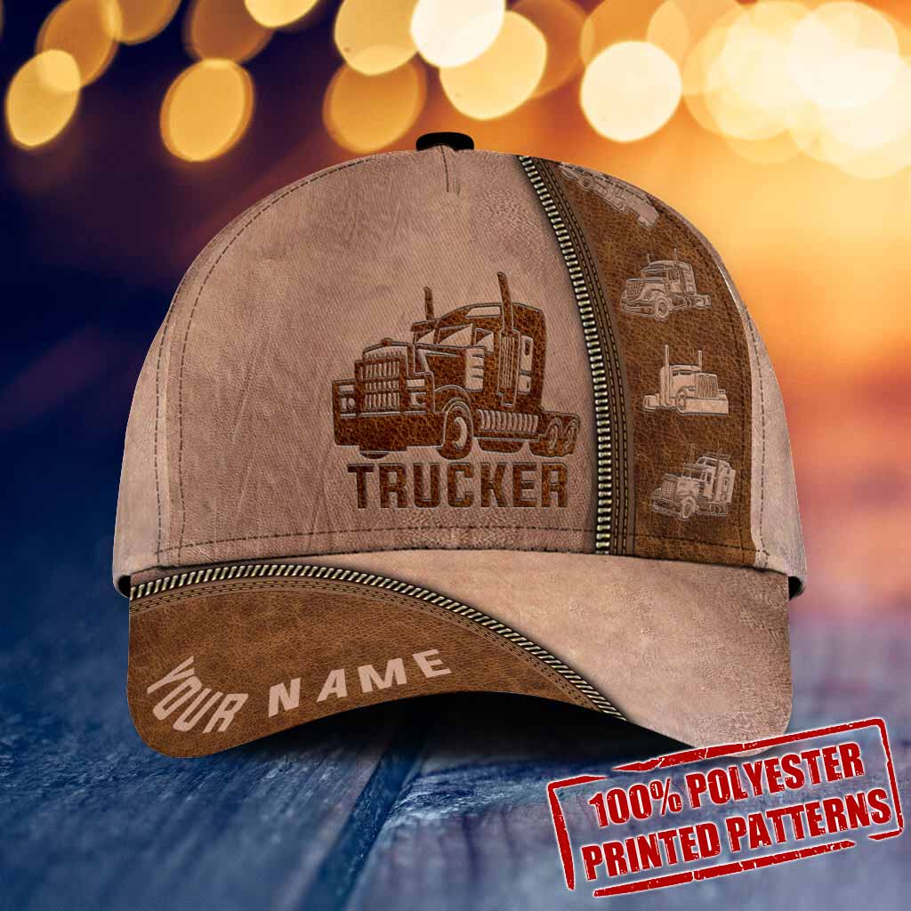 Trucker Personalized Leather Patter Print Cap