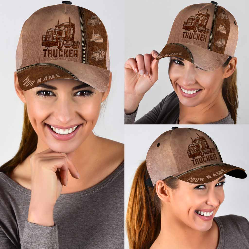 Trucker Personalized Leather Patter Print Cap