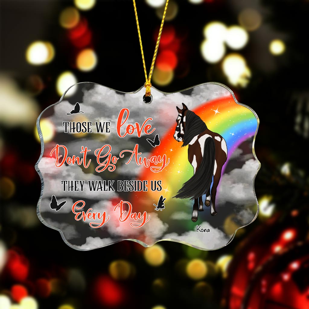 Those We Love Don't Go Away - Personalized Christmas Horse Transparent Ornament