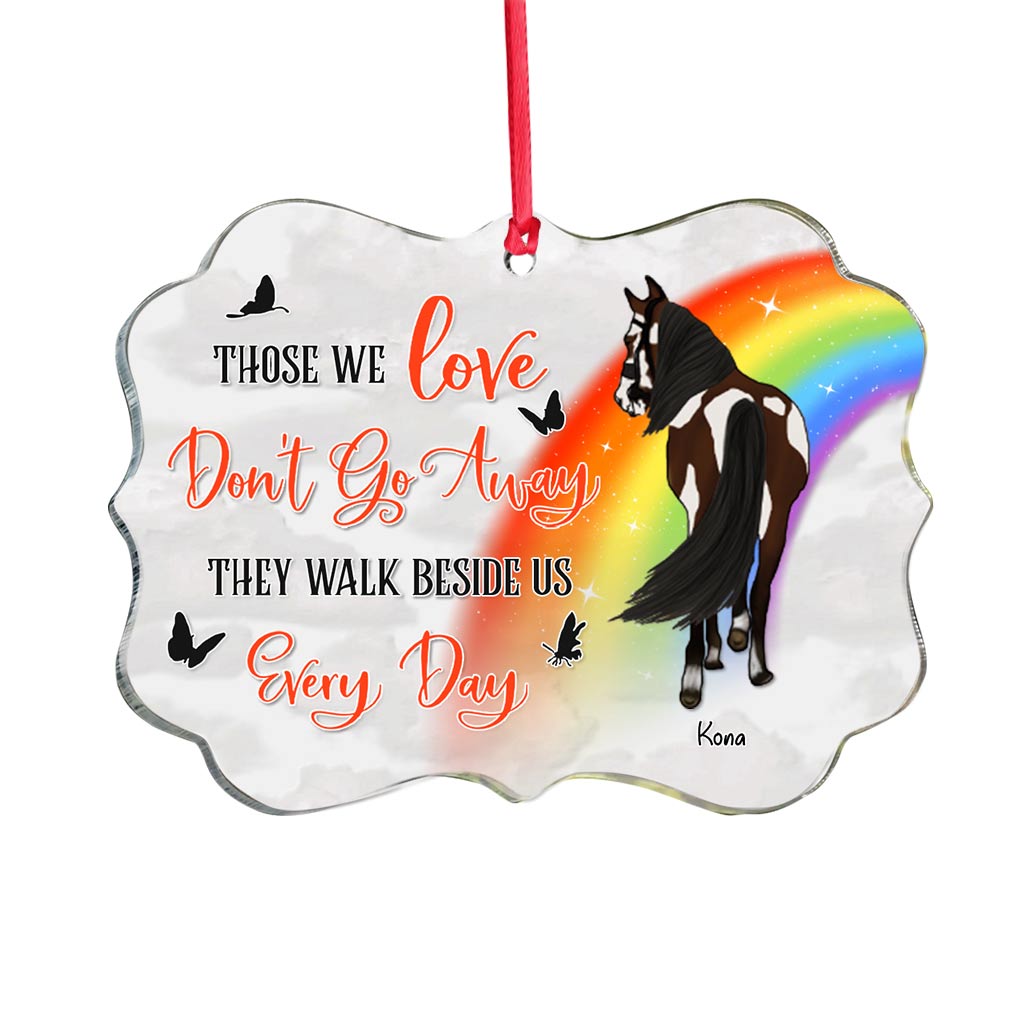 Those We Love Don't Go Away - Personalized Christmas Horse Transparent Ornament