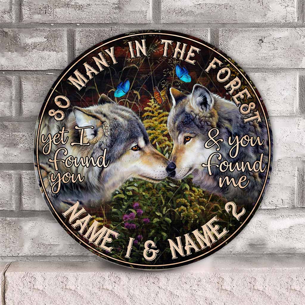 So Many In The Forest - Wolf Personalized Round Wood Sign