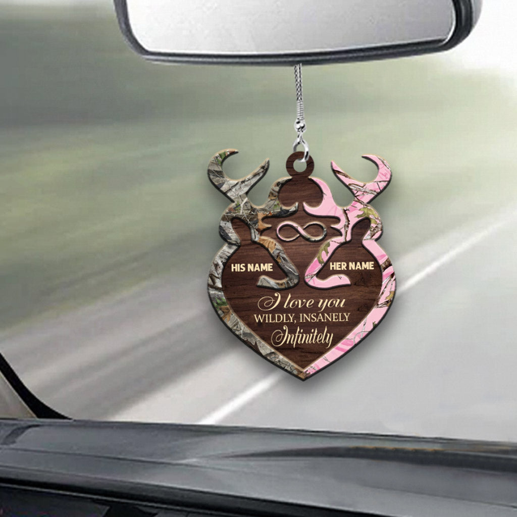 I Love You Wildly Insanely - Personalized Couple Hunting Car Ornament (Printed On Both Sides)