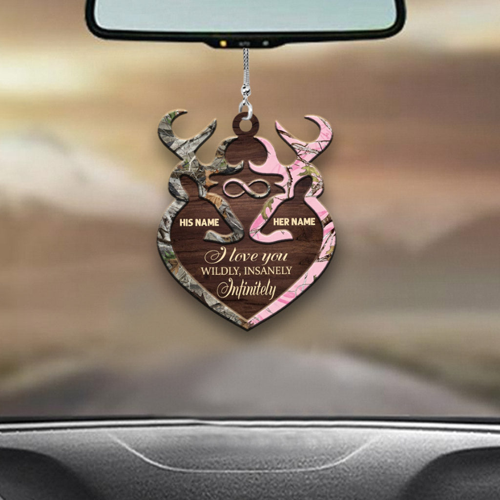 I Love You Wildly Insanely - Personalized Couple Hunting Car Ornament (Printed On Both Sides)