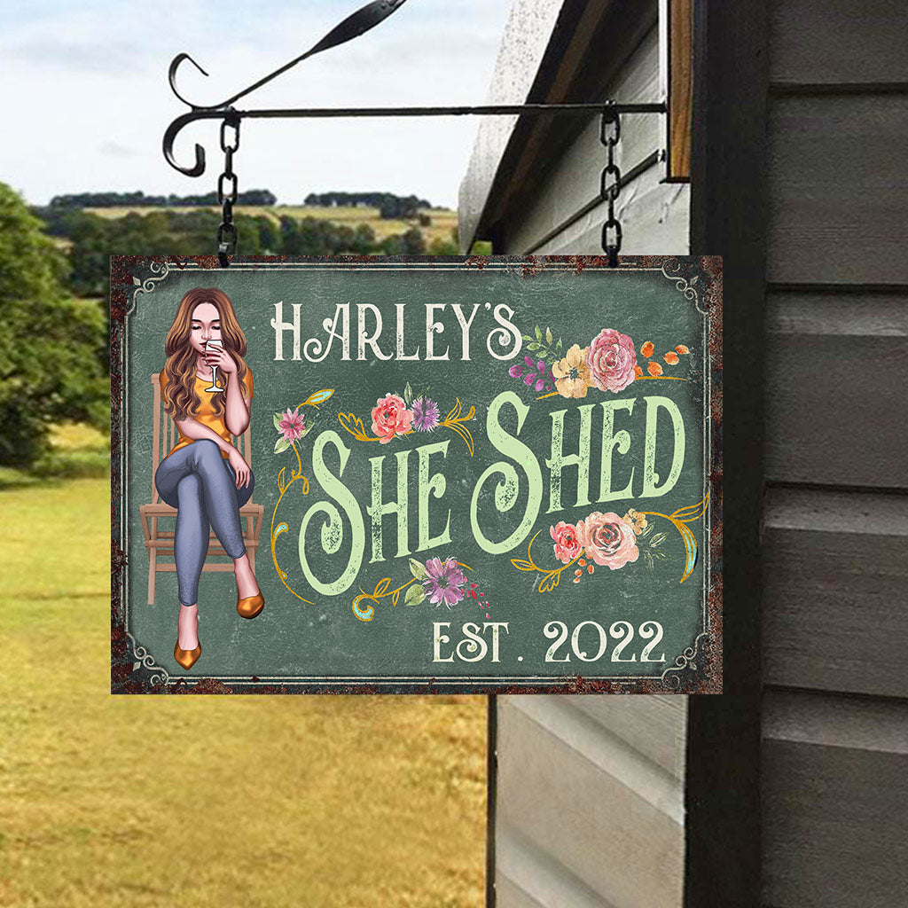 She Shed - Personalized Gardening Rectangle Metal Sign