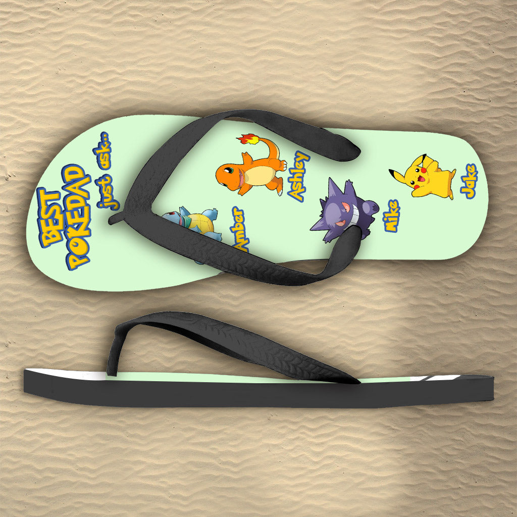 Best Pokedad - Personalized Monster Trainer Flip Flops