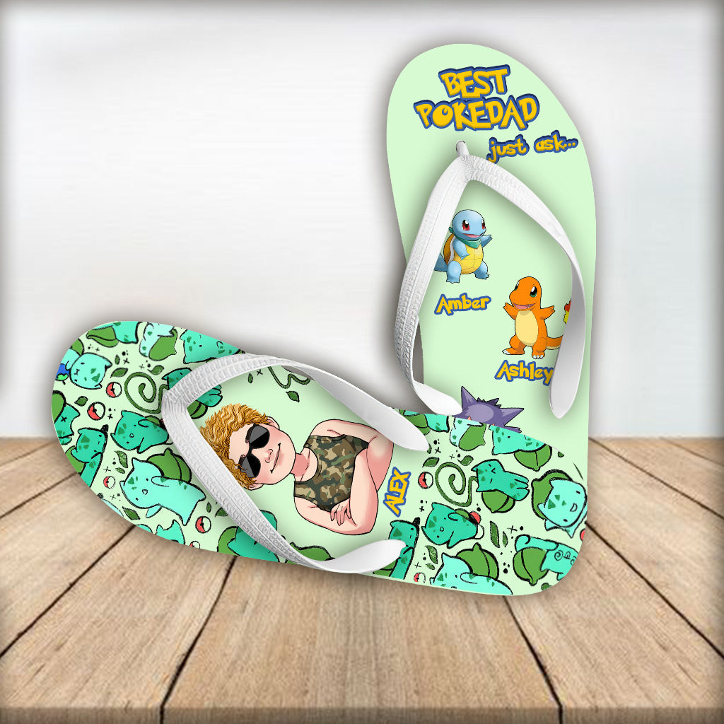 Best Pokedad - Personalized Monster Trainer Flip Flops