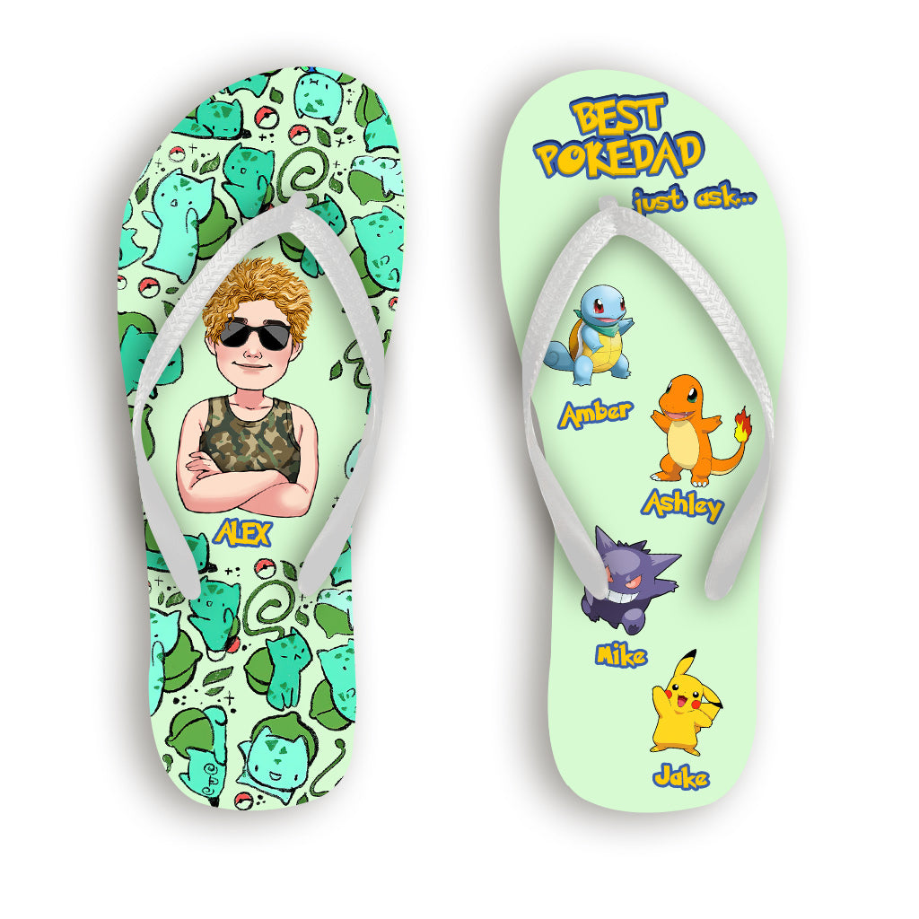 Best Pokedad - Personalized Monster Trainer Flip Flops