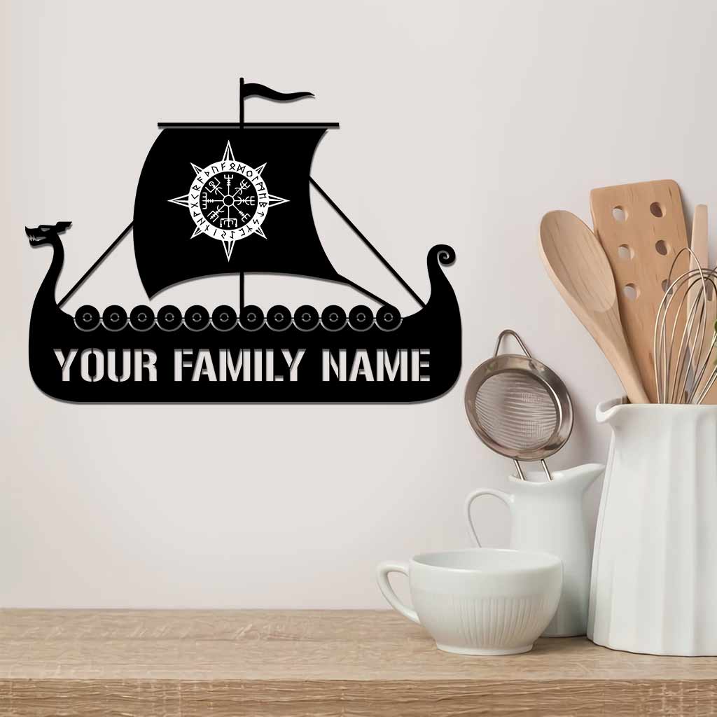 Viking Ship Personalized Cut Metal Sign