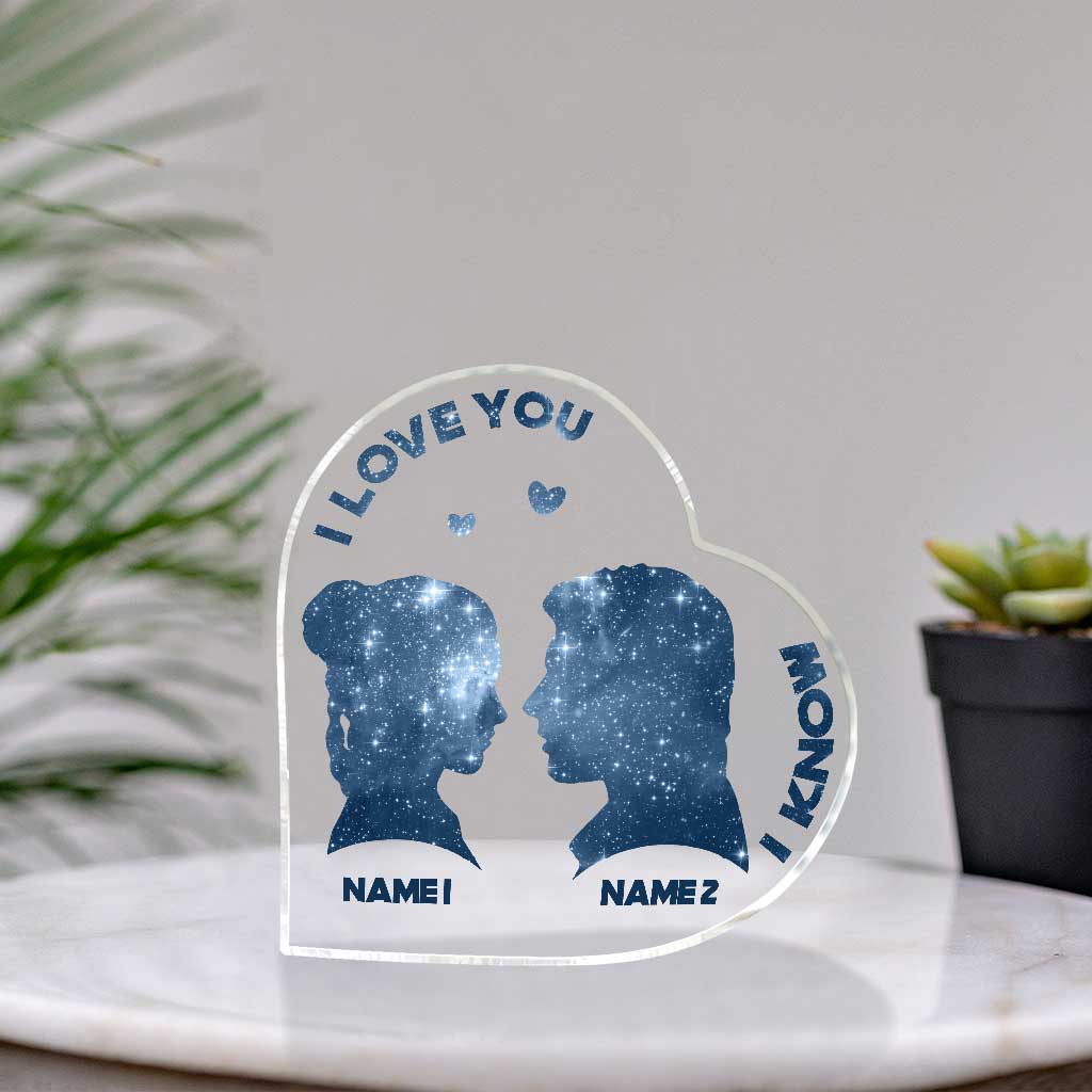 I Love You I Know - Personalized Couple The Force Custom Shaped Acrylic Plaque