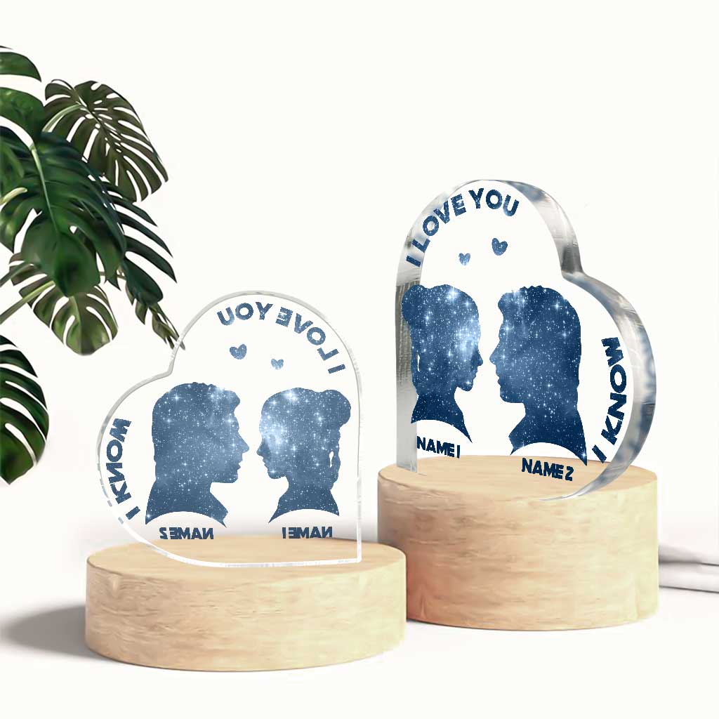 I Love You I Know - Personalized Couple The Force Custom Shaped Acrylic Plaque