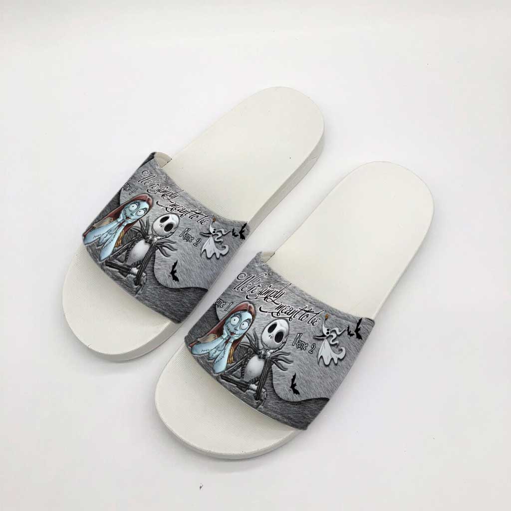 We're Simply Meant To Be - Personalized Couple Nightmare Slide Sandals